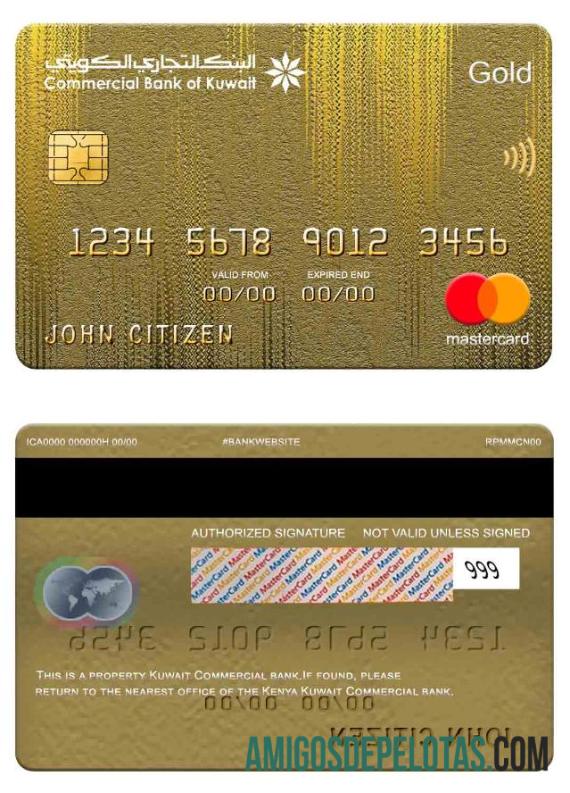 Kuwait Commercial Bank Mastercard Gold real example